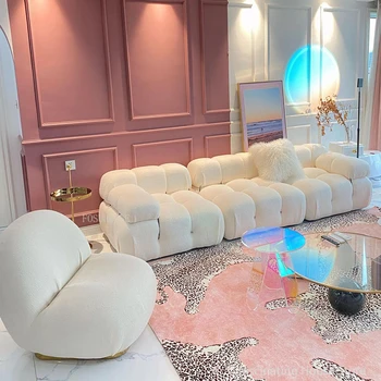 Nórdicos Sofá Conjunto de Muebles de Salón Modernos Sofás de Sala de estar con Sofás de Simple francés Sofá Combinación de Cordero Sofá de Terciopelo