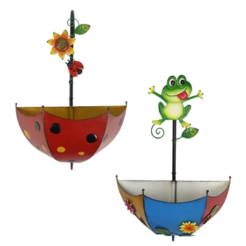 Paraguas Decorativos Macetas de Flores de dibujos animados Montado en la Pared de Plantas, Floreros de Fácil Instalación hecha a Mano con la Fuga Agujero de la Valla Balcón