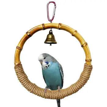 Parrot Swing Juguete De Bambú Parrot Anillo De Swing De Juguete De La Jaula De Pájaros Accesorios Cabestrillo Anillo De Swing De Juguete Con Campana Perico Loro Swing De Mascar