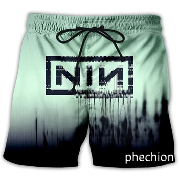 phechion Nueva Moda de los Hombres/de las Mujeres NIN Nine Inch Nails Banda de la Impresión 3D Casual pantalones Cortos Novedad Streetwear Hombres Sueltos Deportivos Cortos L172