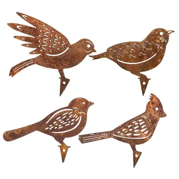 Pájaros De Metal De La Silueta Con Rusty Duradera Carpintero Robin Acero País Patio Arte Elegante Rusty Pájaro En Casa De La Decoración Del Jardín