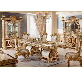 Reales europeas, mesa de comedor conjunto de 6 plazas de lujo mesa de comedor de madera maciza mesa y silla francés de muebles de comedor