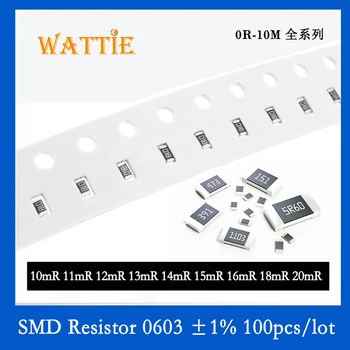 Resistor SMD 0603 1% 0.01 R 0.012 R 0.013 0.015 R R 0.016 R 0.018 R 0.02 R 100PCS/lot chip resistencias de 1/10W Ultra bajo valor de la resistencia