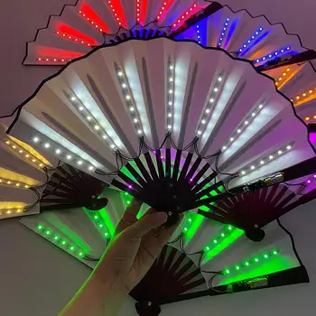 Resplandor Plegable Ventilador de LED Luces danzantes Fans Bash Regalos de Cambio de Color del Ventilador Brillan En La Oscuridad Parte de los Suministros de Decoración de Halloween