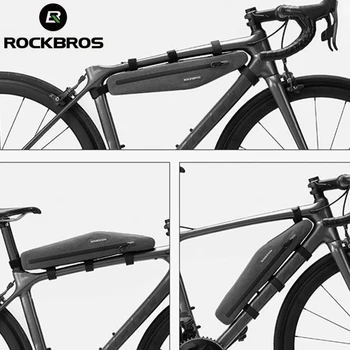 ROCKBROS Bicicleta Bolsa de 1.5 L 600D Impermeable de la Bicicleta Bolsa Frontal del Tubo de Triángulo Bolsas Lengthed Cremallera Doble Ciclismo Bolsas de Accesorios de Moto
