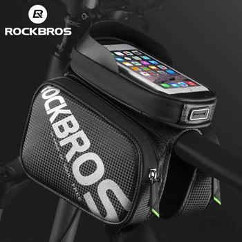 ROCKBROS Bolsa de Bicicleta a prueba de Lluvia Teléfono con Pantalla Táctil en la parte Superior del Tubo de la Bolsa de MTB cuadro de Bicicleta de Carretera Frente Saddle Bag & Maletas Accesorios de Moto