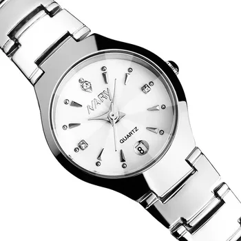 Ronda Dial De White Diamond Reloj Para Mujer De Acero Inoxidable Reloj De Cuarzo Para Las Mujeres De Moda De Lujo De Cuarzo Analógico Reloj Reloj Mujer