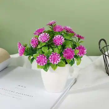 Simulado Bonsai No-descoloramiento Artificial Planta de los Bonsai No se Marchitan Realista Artificial de Crisantemo en Maceta de la Planta de la Casa de Suministros