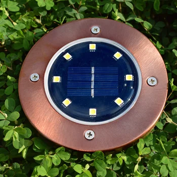 Solar 8LED enterrado lámpara de bronce de acero inoxidable nuevo jardín de césped de la lámpara de prueba de lluvia de Jardín