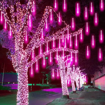 Solar lluvia de Meteoros LED de Hadas Cadena de Luces de Guirnaldas de Navidad, Decoraciones para el Hogar al aire libre Año Nuevo Decoración del Jardín de las Luces de Navidad