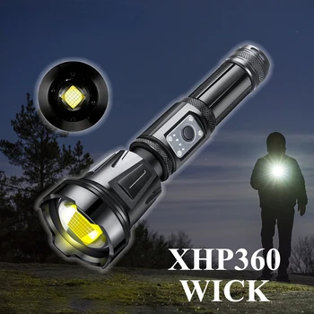 Super Potente Linterna XHP360 LED Recargable USB de 5 Modos Tácticos Uso de la Antorcha 26650 Batería Luz de Camping Linterna de Emergencia