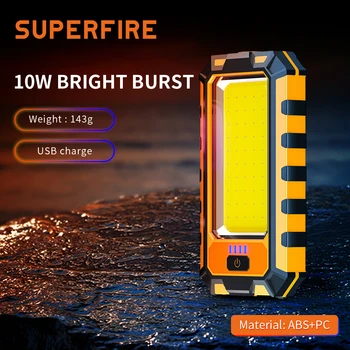 SuperFire G25 COB, Luces de Trabajo Led linterna portátil recargable lámparas de 3000mah Imán de Acampar Para la Reparación de Emergencia Linternas