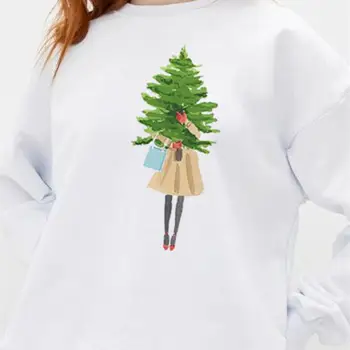 Unisex de Impresión NUEVO de Vacaciones de Navidad de dibujos animados de las Mujeres Sudadera con capucha de Impresión de manga Larga, Sudadera Casual Blusa de Jersey de Mujer