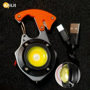 W5143 Multi-Función de Llavero de la Linterna Mini LED para Camping Pesca al aire libre de la Luz de Trabajo de Bolsillo Imán Fuerte Herramienta Portátil