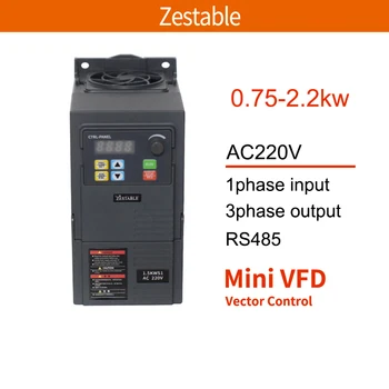 ZA281G1 1Ph a 220V 3Ph 0.75/1.5/2.2 KW 1/2/3 HP con RS485 Unidad de Frecuencia Variable de Control del Convertidor Inversor