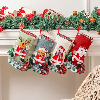 Árbol de navidad colgante de adorno, ropa de grandes, medias de Navidad, cerca de Navidad bolsa de regalo, bolsa de dulces decoración