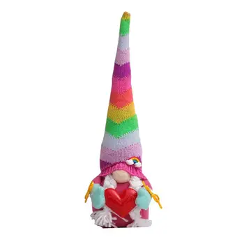 Arco iris Gnomos Decoración Colorida Gnomos Adornos del Orgullo Gay de Enanos Muñeca 14 pulg. Sombrero de Rayas Diseño de arco iris de la Decoración De los Niveles Tra