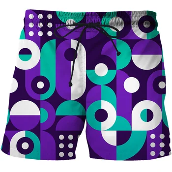 Geométricas, Gráficos de Pantalones Cortos de las Mujeres a los Hombres Impresos en 3D Traje de baño traje de baño de la Playa de Cortos de Patín Sport Casual pantalones Cortos Sueltos
