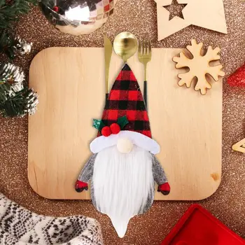 Gnome Vajilla Titulares De Navidad, Cubertería, Bolsas De Almacenamiento Para La Cocina Titular De La Cuchara Tenedor De Palillos De Vajilla Organizador Para La Fiesta En Casa