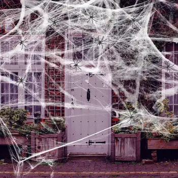 Imitación de las Arañas Extra Realista de tela de Araña en Conjunto con Falsas Arañas Tramo Súper Decoraciones de Halloween fuentes del Partido de la Super Stretch