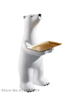 Nórdicos oso polar sofá de la esquina del lado de la mesa de café lindo gran oso blanco en forma simple net rojo de la bandeja de la decoración de la casa
