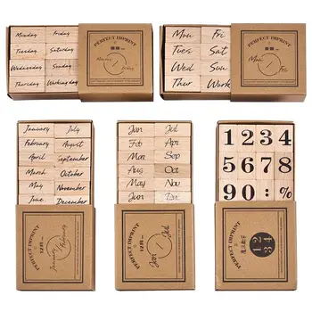Vintage Fecha de Decoración Sello Dígitos de Madera de Goma de los Sellos Para Scrapbooking Papelería DIY Craft Estándar del Sello