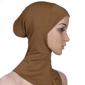 Árabe de Color Sólido Modal Mini Bajo-Bufanda Listo para usar la Cubierta Interior de la Tapa Étnico Señora Chal Mujeres Musulmanas Hiyab Islámico